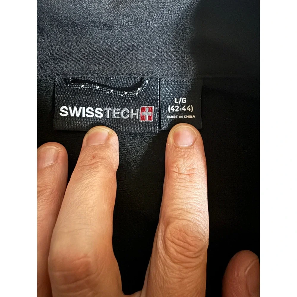 SwissTech Mens Black Softshell Jacket Full Zip Performance Outerwear Large 42-44